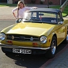 Megan, Daves daughter proudly shows off their TR6 which is on the road and currently receiving go faster engine mods