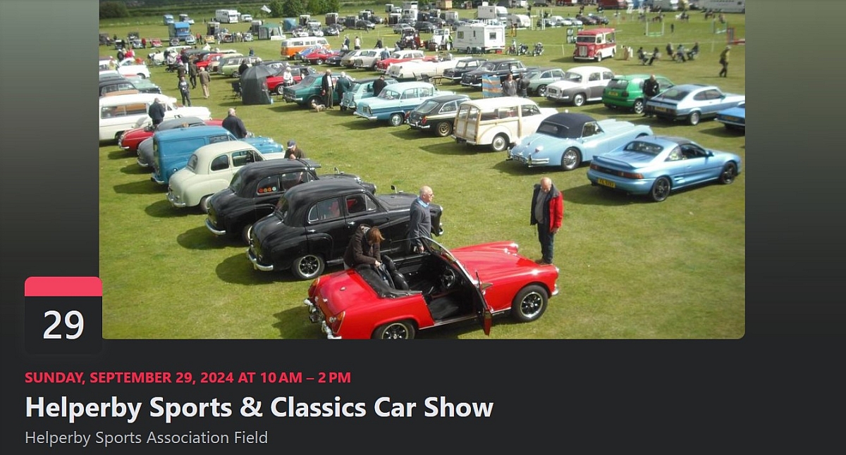 Helperby Brafferton Sports Association Classic Car Show on Sunday 29 September